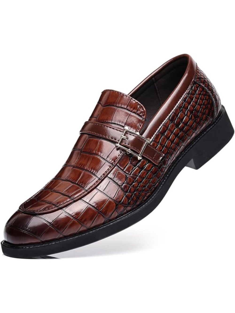 Vintage Crocodile Print Slip-On Dress Shoes for Men | Leather Loafers, Business